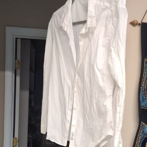 Women's White Cotton Button-Down Shirt